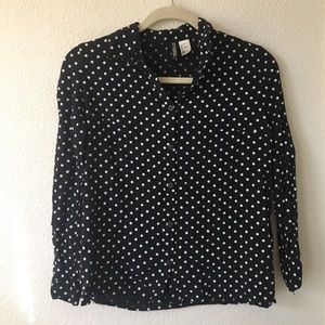 H&M Navy and White Polka Dot Blouse